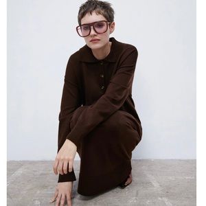 ZARA OVERSIZE POLO COLLAR KNIT DRESS